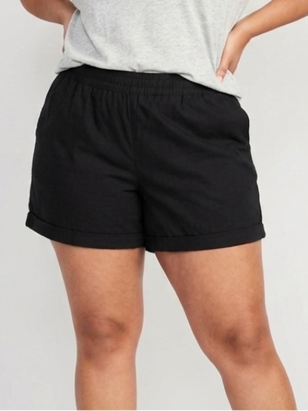 OLD NAVY Black Linen and Rayon Comfort Waistband Short XXL